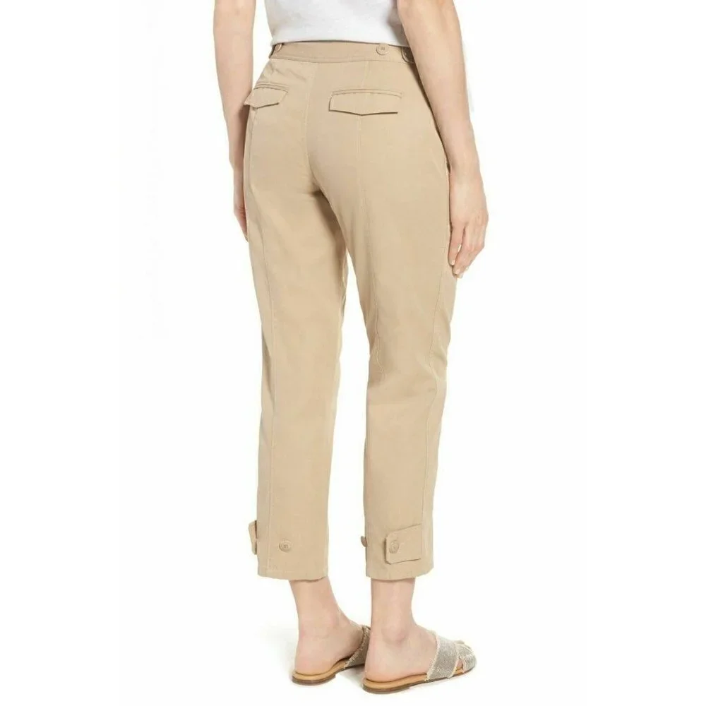 $229 Nordstrom Signature Women's Crop Pants Beige Cement Size 4 NWOT - Picture 8 of 16